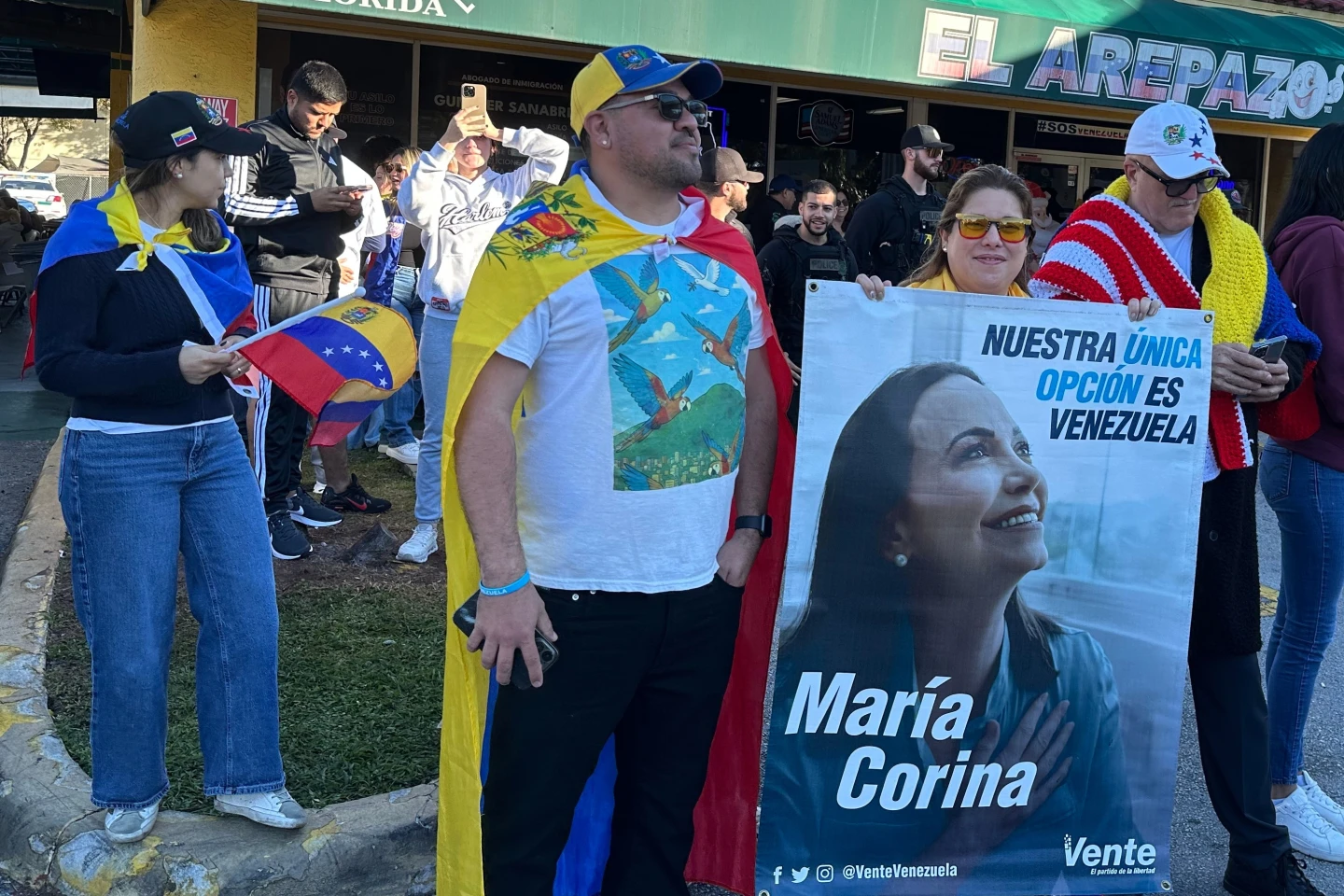 Venezuelans Celebrate the Fall of Maduro's Regime in Doral, Florida