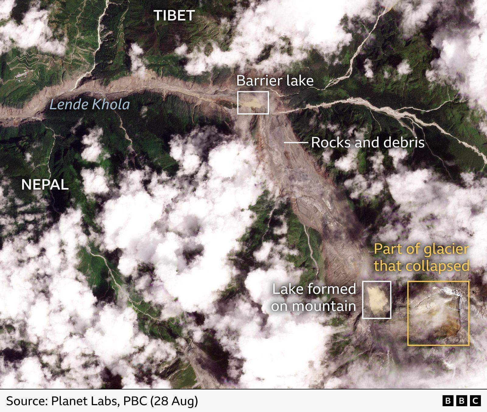 Satellite images reveal the scale of flood devastation in Nepal villages