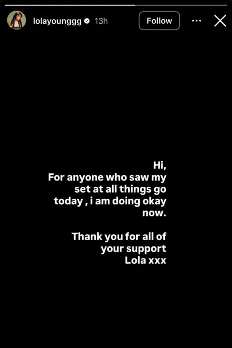 Lola Young Recovers After Stage Collapse: 'I'm Doing OK Now'