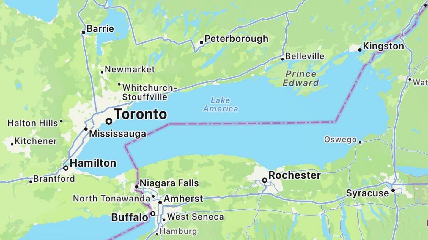 Apple Maps Renames Lake Ontario to “Lake America” Following Trump Order