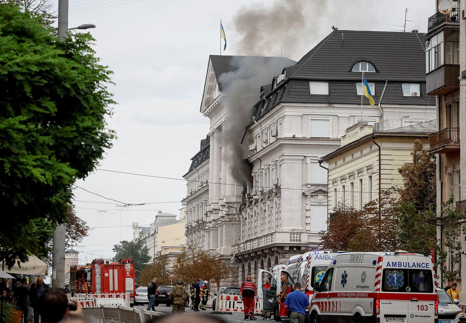 Russian Drone Strikes Kyiv’s Security Service HQ